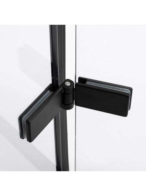 Stuxi Verona Fix Black 170 cm (80+90) széles csukló zuhanyajtó fix fallal, 6 mm vízlepergető üveggel, matt fekete profillal, 195 cm magas