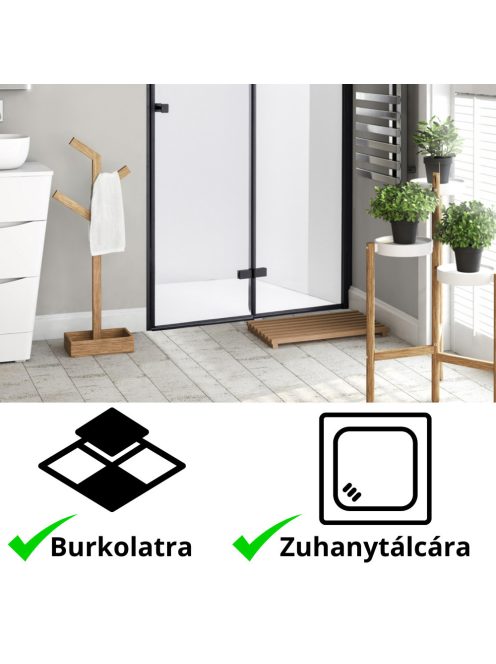 Stuxi Verona Black 80 cm széles csukló zuhanyajtó, 6 mm vízlepergető üveggel, fekete profillal