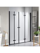 Stuxi Verona Big Black 190 cm széles aszimmetrikus kétszárnyú csukló zuhanyajtó (90+100 cm), 6 mm vízlepergető üveggel, matt fekete profillal, 195 cm magas