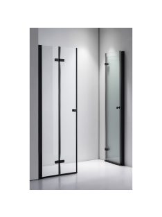   Stuxi Verona Big Black 200 cm széles aszimmetrikus kétszárnyú csukló zuhanyajtó (90+110 cm), 6 mm vízlepergető üveggel, matt fekete profillal, 195 cm magas