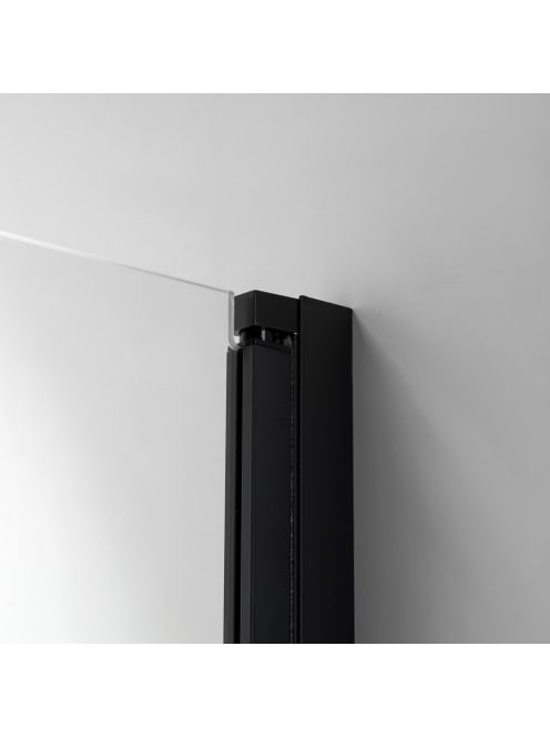 Stuxi Verona Big Black 210 cm széles aszimmetrikus kétszárnyú csukló zuhanyajtó (90+120 cm), 6 mm vízlepergető üveggel, matt fekete profillal, 195 cm magas