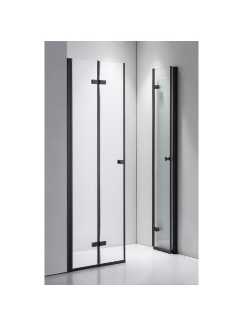 Stuxi Verona Big Black 180 cm széles kétszárnyú csukló zuhanyajtó (90+90 cm), 6 mm vízlepergető üveggel, matt fekete profillal, 195 cm magas