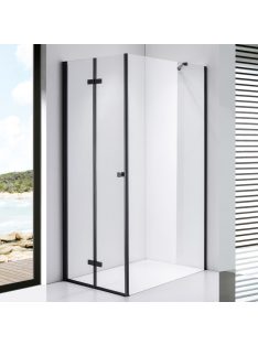   Stuxi Verona Black 90x100 aszimmetrikus csuklóajtós zuhanykabin 6 mm vízlepergető biztonsági üveggel, fekete