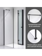 Stuxi Verona Black 90x90 cm szögletes csuklóajtós zuhanykabin, 6 mm vízlepergető üveggel, fekete elemekkel