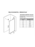 Stuxi Eco Walk-in zuhanyfal, 70x195 cm, 6 mm vastag vízlepergető biztonsági üveggel, 195 cm magas, helytakarékos sarok stabilizátorral