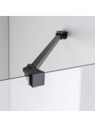 Stuxi Eco Black Walk-in zuhanyfal, 90x195 cm, 6 mm vastag vízlepergető biztonsági üveggel, 195 cm magas, helytakarékos sarok stabilizátorral