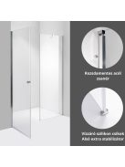 Stuxi Bari Fix 180 cm (100+80) széles nyíló zuhanyajtó fix fallal, 6 mm vízlepergető üveggel, króm profillal, 195 cm magas