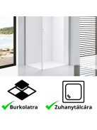 Stuxi Bari 100x80 aszimmetrikus nyílóajtós zuhanykabin 6 mm vízlepergető biztonsági üveggel, króm