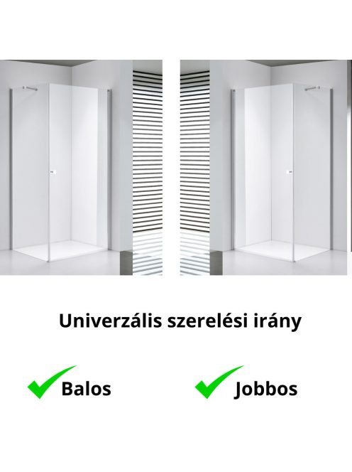 Stuxi Bari 100x80 aszimmetrikus nyílóajtós zuhanykabin 6 mm vízlepergető biztonsági üveggel, króm