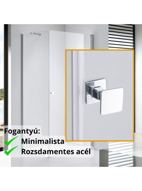 Stuxi Bari 100x90 aszimmetrikus nyílóajtós zuhanykabin 6 mm vízlepergető biztonsági üveggel, króm