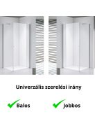 Stuxi Bari 100x90 aszimmetrikus nyílóajtós zuhanykabin 6 mm vízlepergető biztonsági üveggel, króm