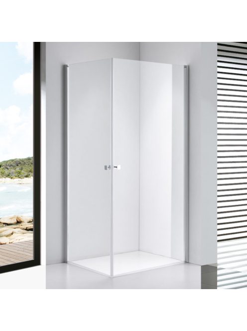 Stuxi Bari Duo 100x70 aszimmetrikus 2 nyíló ajtós zuhanykabin 6 mm vízlepergető biztonsági üveggel, króm