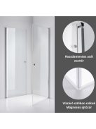Stuxi Bari Duo 100x90 aszimmetrikus 2 nyíló ajtós zuhanykabin 6 mm vízlepergető biztonsági üveggel, króm