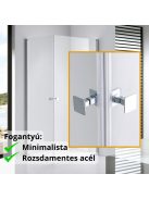 Stuxi Bari Duo 100x90 aszimmetrikus 2 nyíló ajtós zuhanykabin 6 mm vízlepergető biztonsági üveggel, króm