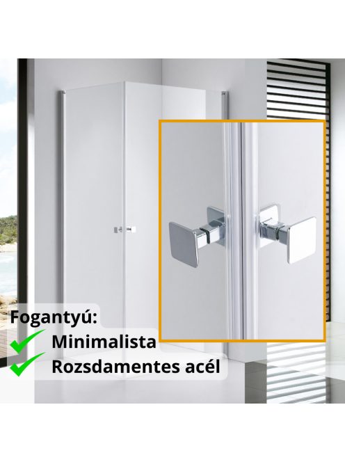 Stuxi Bari Duo 100x90 aszimmetrikus 2 nyíló ajtós zuhanykabin 6 mm vízlepergető biztonsági üveggel, króm