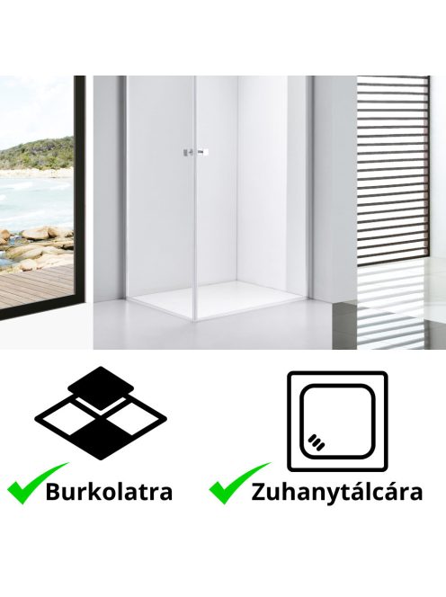 Stuxi Bari Duo 100x90 aszimmetrikus 2 nyíló ajtós zuhanykabin 6 mm vízlepergető biztonsági üveggel, króm