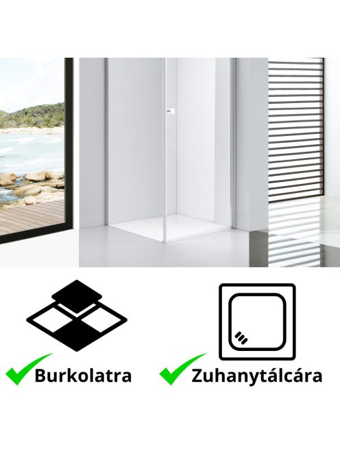 Stuxi Bari 70x70 cm szögletes nyílóajtós zuhanykabin, 6 mm vízlepergető üveggel, króm elemekkel