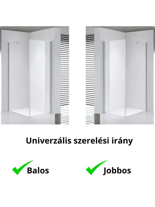 Stuxi Bari 70x80 aszimmetrikus nyílóajtós zuhanykabin 6 mm vízlepergető biztonsági üveggel, króm