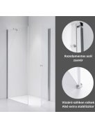 Stuxi Bari 70x90 aszimmetrikus nyílóajtós zuhanykabin 6 mm vízlepergető biztonsági üveggel, króm