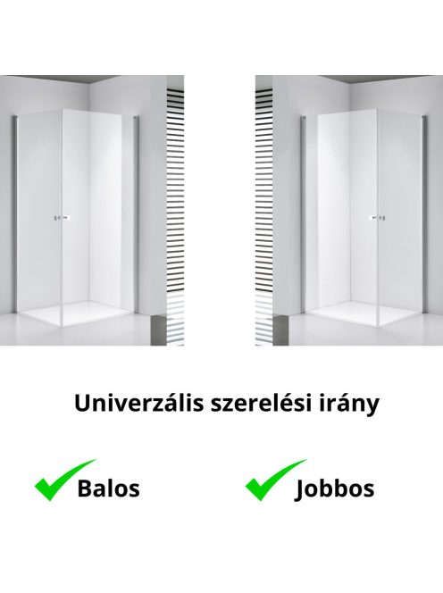 Stuxi Bari Duo 70x100 aszimmetrikus 2 nyíló ajtós zuhanykabin 6 mm vízlepergető biztonsági üveggel, króm