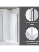 Stuxi Bari Duo 70x70 cm szögletes nyílóajtós zuhanykabin, 6 mm vízlepergető üveggel, króm elemekkel