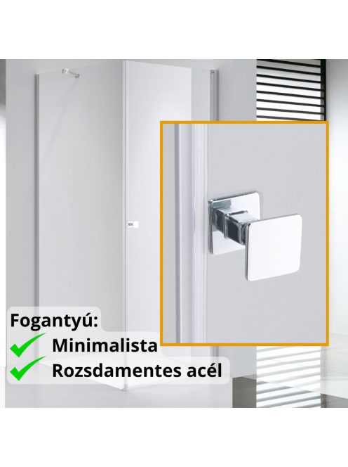 Stuxi Bari 80x100 aszimmetrikus nyílóajtós zuhanykabin 6 mm vízlepergető biztonsági üveggel, króm