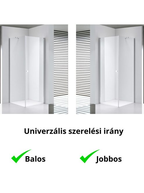 Stuxi Bari 80x80 cm szögletes nyílóajtós zuhanykabin, 6 mm vízlepergető üveggel, króm elemekkel