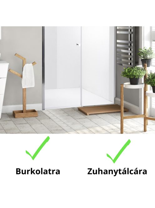 Stuxi Bari Fix 170 cm (80+90) széles nyíló zuhanyajtó fix fallal, 6 mm vízlepergető üveggel, króm profillal, 195 cm magas