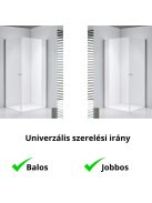Stuxi Bari Duo 80x70 aszimmetrikus 2 nyíló ajtós zuhanykabin 6 mm vízlepergető biztonsági üveggel, króm