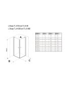 Stuxi Bari Duo 80x70 aszimmetrikus 2 nyíló ajtós zuhanykabin 6 mm vízlepergető biztonsági üveggel, króm