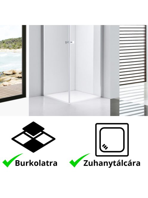 Stuxi Bari Duo 80x80 cm szögletes nyílóajtós zuhanykabin, 6 mm vízlepergető üveggel, króm elemekkel