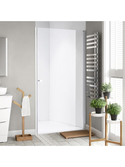 Stuxi Bari 80 cm széles egyszárnyú nyíló zuhanyajtó, 6 mm vízlepergető üveggel, króm profillal, 195 cm magas