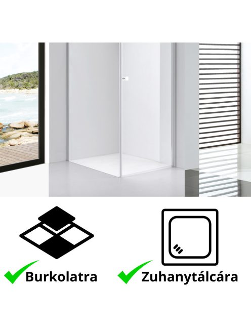 Stuxi Bari 90x100 aszimmetrikus nyílóajtós zuhanykabin 6 mm vízlepergető biztonsági üveggel, króm