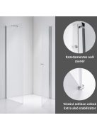 Stuxi Bari 90x80 aszimmetrikus nyílóajtós zuhanykabin 6 mm vízlepergető biztonsági üveggel, króm