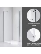 Stuxi Bari 90x90 cm szögletes nyílóajtós zuhanykabin, 6 mm vízlepergető üveggel, króm elemekkel
