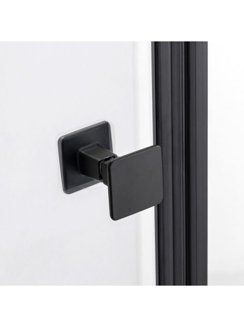 Stuxi Bari Fix Black 200 cm (100+100) széles nyíló zuhanyajtó fix fallal, 6 mm vízlepergető üveggel, matt fekete profillal, 195 cm magas