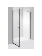 Stuxi Bari Fix Black 180 cm (100+80) széles nyíló zuhanyajtó fix fallal, 6 mm vízlepergető üveggel, matt fekete profillal, 195 cm magas