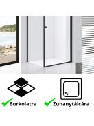 Stuxi Bari Black 100x90 aszimmetrikus nyílóajtós zuhanykabin 6 mm vízlepergető biztonsági üveggel, matt fekete