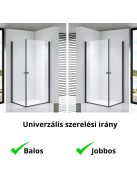 Stuxi Bari Duo Black 100x70 aszimmetrikus 2 nyíló ajtós zuhanykabin 6 mm vízlepergető biztonsági üveggel, matt fekete