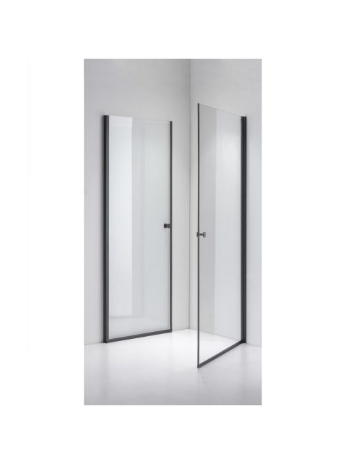 Stuxi Bari Duo Black 100x90 aszimmetrikus 2 nyíló ajtós zuhanykabin 6 mm vízlepergető biztonsági üveggel, matt fekete
