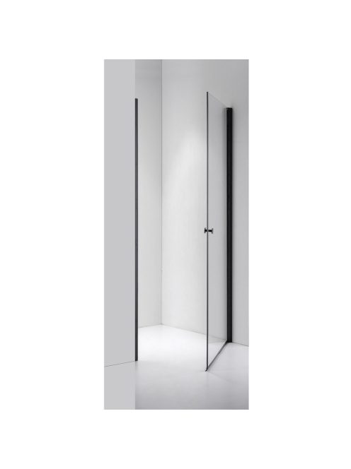 Stuxi Bari Black 100 cm széles egyszárnyú nyíló zuhanyajtó, 6 mm vízlepergető üveggel, matt fekete profillal, 195 cm magas