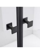 Stuxi Bari Big Black 150 cm széles aszimmetrikus kétszárnyú nyíló zuhanyajtó, 6 mm vízlepergető üveggel, matt fekete profillal, 195 cm magas