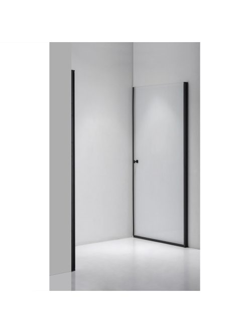Stuxi Bari Big Black 160 cm széles aszimmetrikus kétszárnyú nyíló zuhanyajtó (70+90 cm), 6 mm vízlepergető üveggel, matt fekete profillal, 195 cm magas