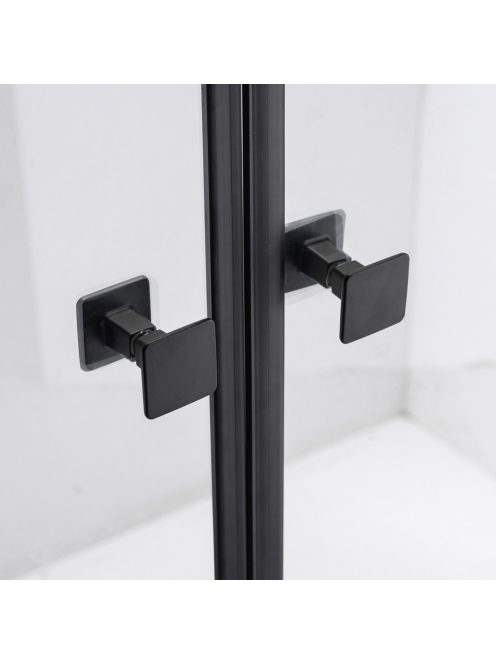 Stuxi Bari Big Black 160 cm széles aszimmetrikus kétszárnyú nyíló zuhanyajtó (70+90 cm), 6 mm vízlepergető üveggel, matt fekete profillal, 195 cm magas