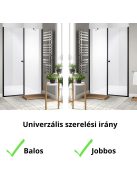 Stuxi Bari Fix Black 180 cm (70+110) széles nyíló zuhanyajtó fix fallal, 6 mm vízlepergető üveggel, matt fekete profillal, 195 cm magas