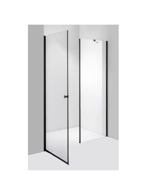 Stuxi Bari Fix Black 180 cm (70+110) széles nyíló zuhanyajtó fix fallal, 6 mm vízlepergető üveggel, matt fekete profillal, 195 cm magas
