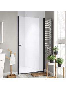   Stuxi Bari Black 70/80/90/100 cm széles egyszárnyú nyíló zuhanyajtó, 6 mm vízlepergető üveggel, matt fekete profillal, 195 cm magas
