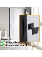 Stuxi Bari Black 70/80/90/100 cm széles egyszárnyú nyíló zuhanyajtó, 6 mm vízlepergető üveggel, matt fekete profillal, 195 cm magas
