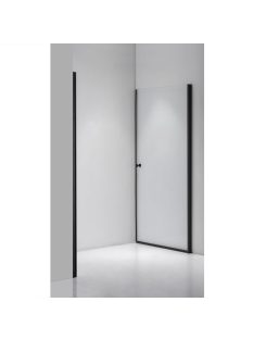   Stuxi Bari Big Black 180 cm széles aszimmetrikus kétszárnyú nyíló zuhanyajtó (80+100 cm), 6 mm vízlepergető üveggel, matt fekete profillal, 195 cm magas