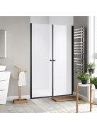 Stuxi Bari Big Black 160 cm széles kétszárnyú nyíló zuhanyajtó (80+80 cm), 6 mm vízlepergető üveggel, matt fekete profillal, 195 cm magas